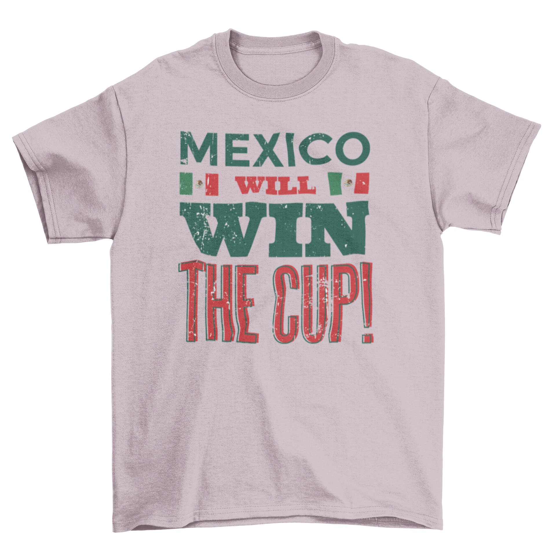 2018 Soccer Championship t-shirt with 'Mexico will win' quote, perfect for fans.